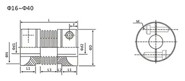 JRC អាលុយមីញ៉ូ Bellows couplings អាចបត់បែនបាន shaft couplings