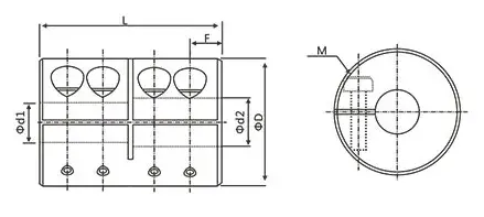 JWC Aluminium Yakakwira Rigidity Rigid Coupling Shaft Coupling