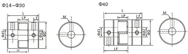 Cubos de acoplamento de mandíbulas de aluminio JWF Acoplamento de eixe flexible