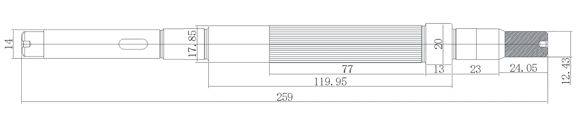 0.75 кВт SCM440 беріліс қозғалтқышының білігі